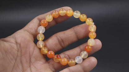 Carnelian Bead Crystal  8 mm Round Healing 7 Inches Stretch Bracelet