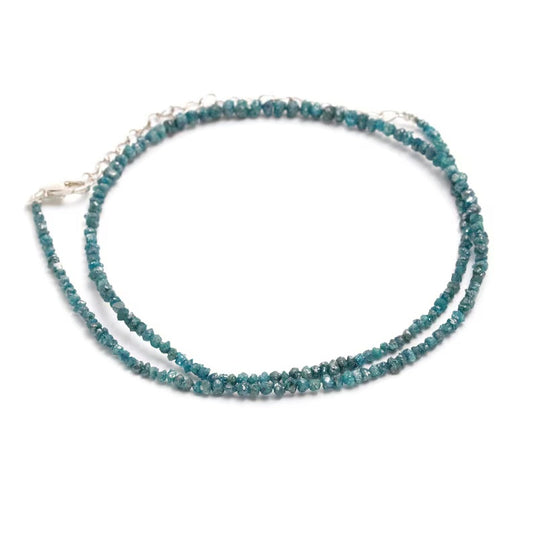AAA+ Blue Diamond Necklace 2 - 3 mm Rough Raw Beaded 16 Inches Necklace